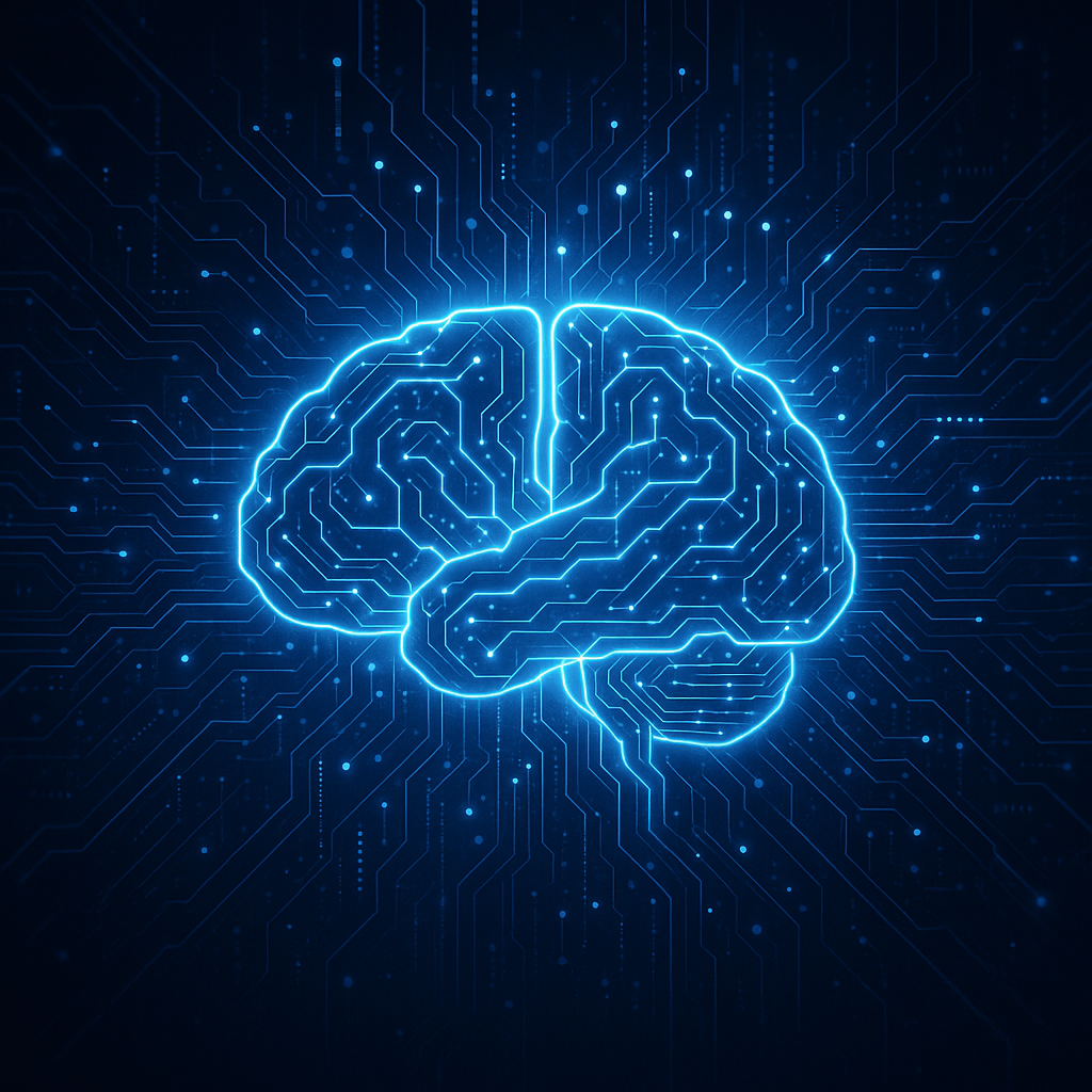 Futuristic artificial intelligence brain data network